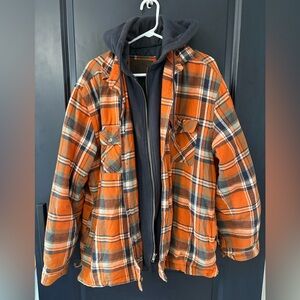 Legendary Whitetails Chore Jacket Men Quilted Hood Flannel Shacket Large